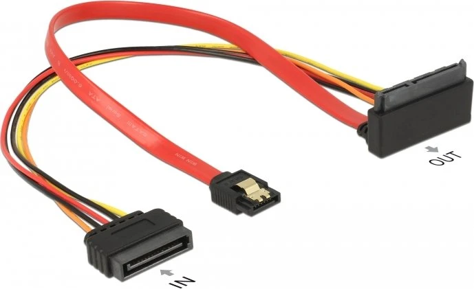 DeLOCK 22-Pin SATA 6Gb/s [Buchse] auf 7-Pin SATA [Buchse] + 15-Pin SATA [Stecker] Adapterkabel