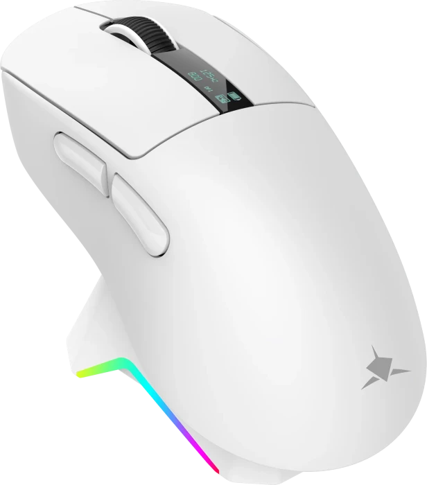 White Shark Gawain Wireless Gaming Mouse mit Ladestation, weiß, USB/Bluetooth