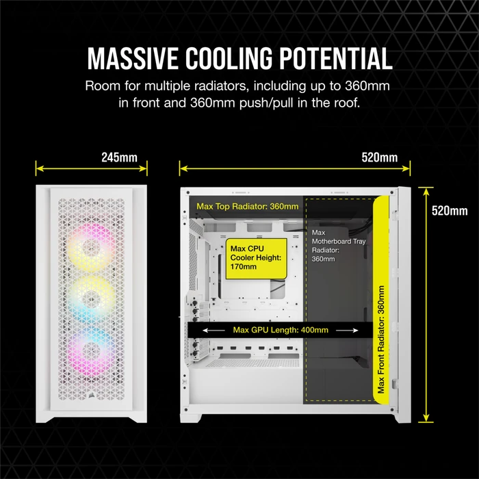 Corsair iCue 5000D RGB Airflow, weiß, Glasfenster
