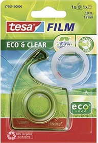 tesa tesafilm eco & clear transparent, Klebestreifen-Abroller/Klebestreifen, 15mm/10m, 1 Stück