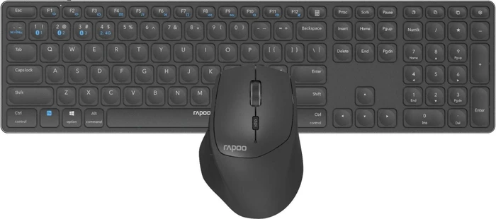 Rapoo 9800M Multi-mode Wireless Ultra-slim Advanced Desktop Set dunkelgrau, USB/Bluetooth, DE