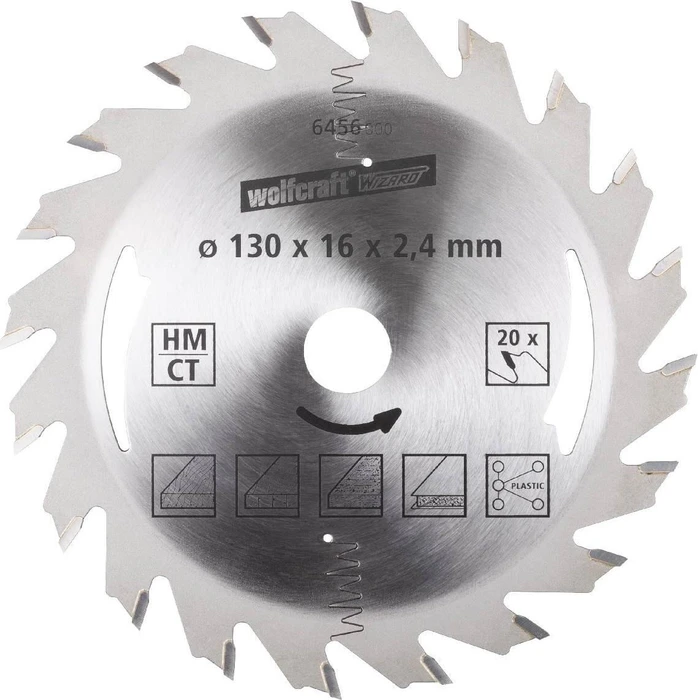 Wolfcraft Serie Silber Kreissägeblatt 20Z, 130x2.4x16mm, 1 Stück
