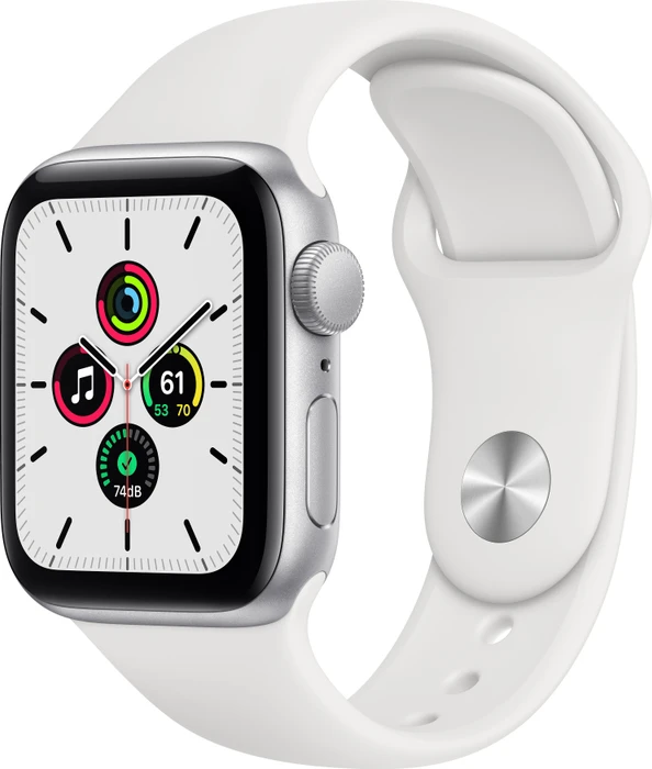 Apple Watch SE (GPS) 40mm silber mit Sportarmband weiß