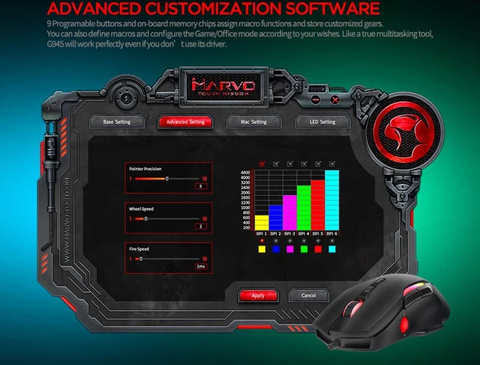Marvo Scorpion G945 PRO RGB Gaming Mouse, USB