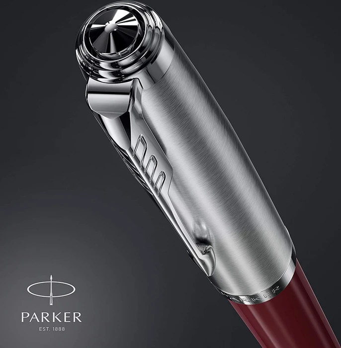 Parker 51 burgundy resin/chrome trim, rechte Hand, fein, Geschenkbox