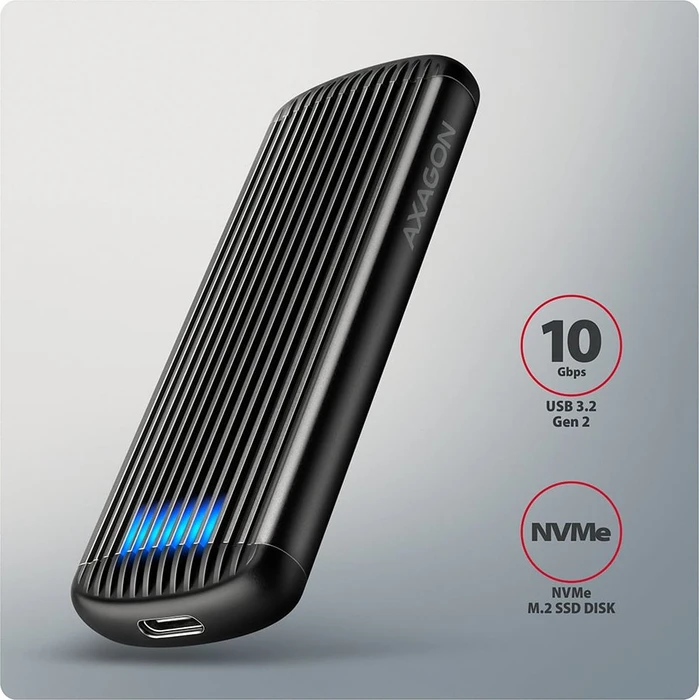 Axagon M.2 Festplattengehäuse, M.2 PCIe, Ribbed Box, USB-C 3.1