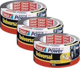 tesa extra Power Universal schwarz, Gewebeband, 50mm/25m, 3 Stück