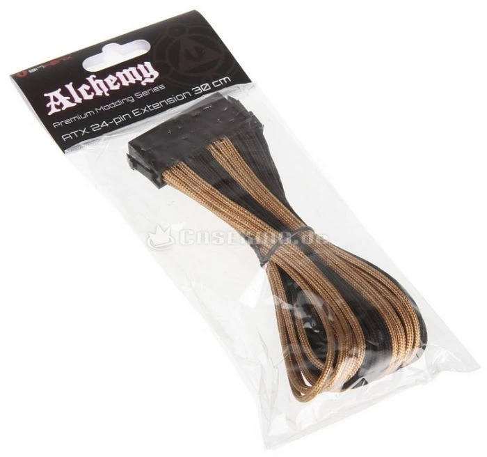 BitFenix Alchemy 24-Pin ATX Verlängerung 30cm, sleeved gold/schwarz