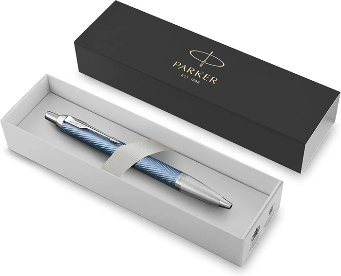 Parker IM Premium Kugelschreiber blue grey lacquer/chrome trim, Geschenkbox