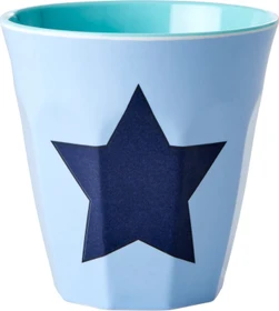 Rice by Rice Buchstaben Kinderbecher medium P star print hellblau