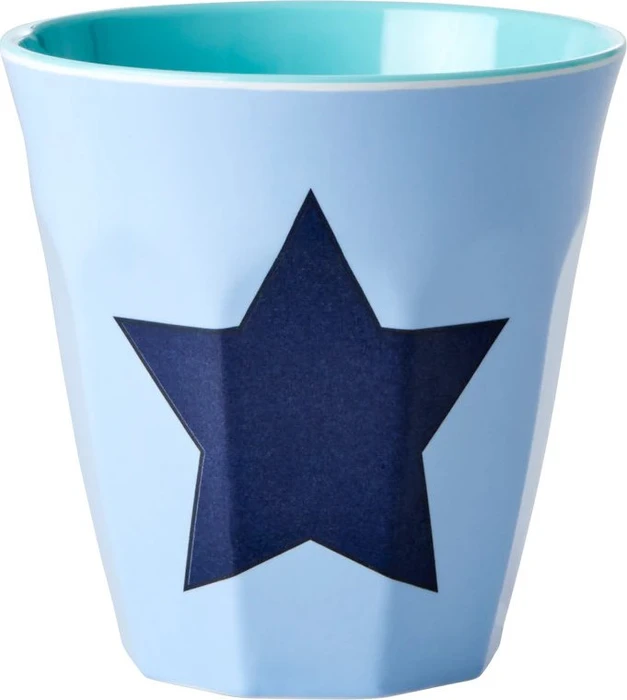 Rice by Rice Buchstaben Kinderbecher medium P star print hellblau