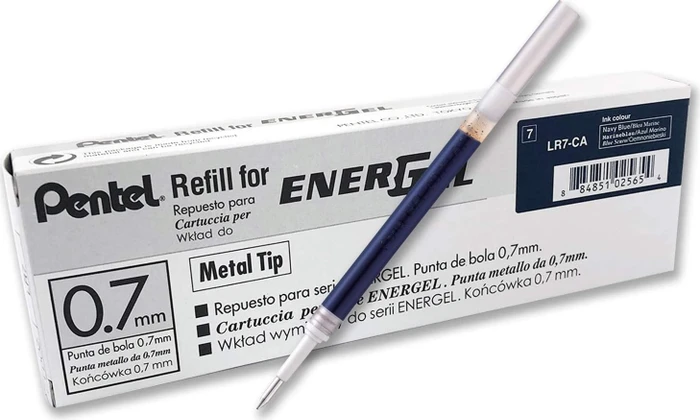 Pentel EnerGel Roller Pen LR7-CAX Tintenrollermine 0.35mm (0.7mm Ball) marineblau, 12er-Pack