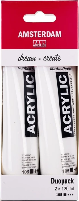 Royal Talens Amsterdam Standard Series Acrylfarbe, titanweiß, 120ml, 2er-Pack