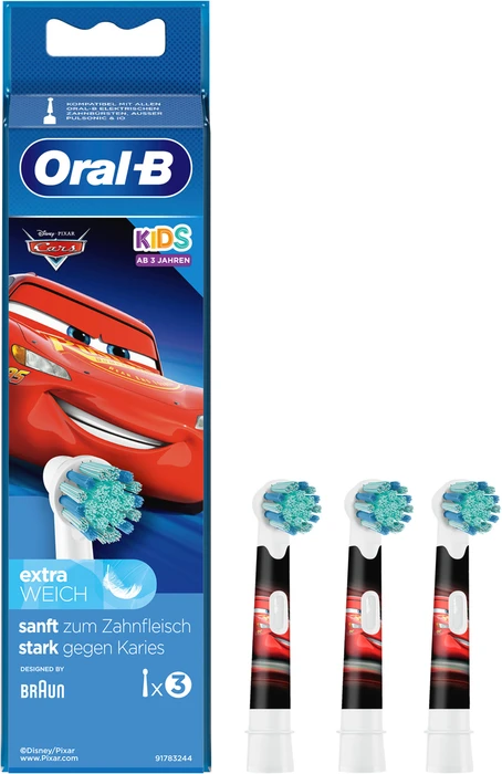 Oral-B Kids Cars Kinder-Ersatzbürste, 3 Stück