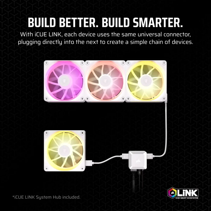 Corsair iCUE LINK LX120 RGB Expansion Kit, weiß, 120mm