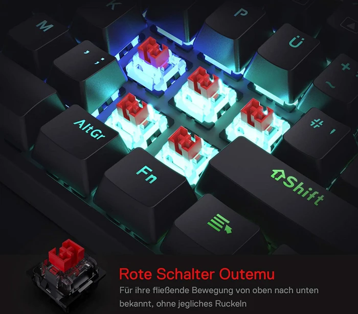 Redragon K582 Surara, LEDs RGB, hot-swap, Outemu Red, USB, US