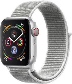 Apple Watch Series 4 (GPS + Cellular) Aluminium 40mm silber mit Sport Loop muschelgrau