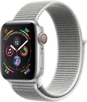 Apple Watch Series 4 (GPS + Cellular) Aluminium 40mm silber mit Sport Loop muschelgrau