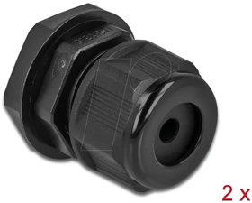 DeLOCK Kabelverschraubung PG13.5 für Rundkabel, schwarz, 2 Stück