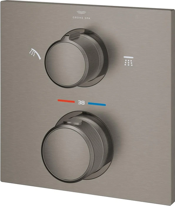 Grohe Allure Thermostat-Brausebatterie mit integrierter 2-Wege-Umstellung hard graphite gebürstet