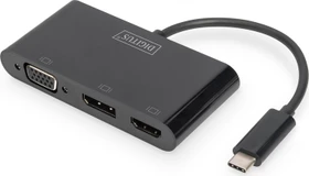 Digitus USB-C 3in1 Triple Monitor Adapter, USB-C auf HDMI/DisplayPort/VGA, schwarz (DA-70859)