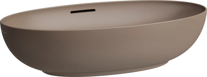 Laufen Ilbagnoalessi Waschtisch-Schale mit Überlaufkanal, oval, inkl. Ablaufventil mit Ventilabdeckung Keramik, caffe matt