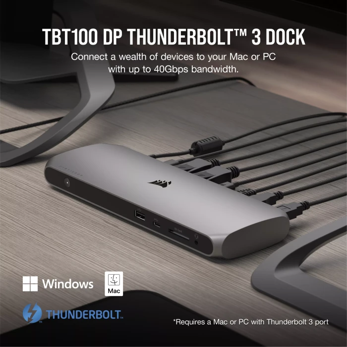 Corsair TBT100 Thunderbolt 3 Dock (2x DisplayPort), Thunderbolt 3 [Buchse]
