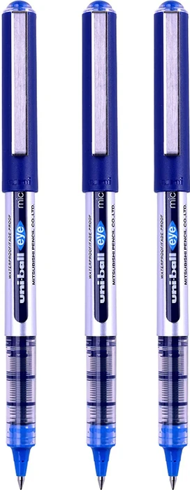 Uni-Ball Eye Micro UB-150 Tintenroller (Mine) blau/silber, 3er-Pack