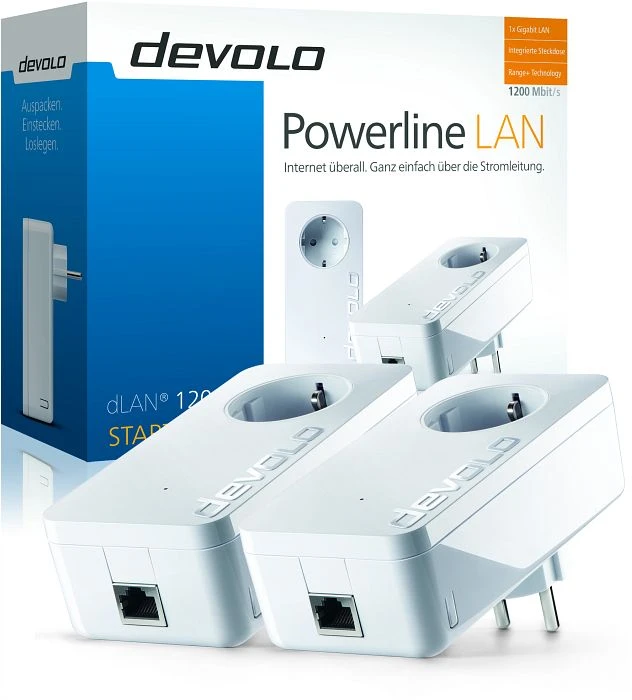 devolo dLAN 1200+ Starter Kit weiß, HomePlug AV2, RJ-45, 2er-Pack