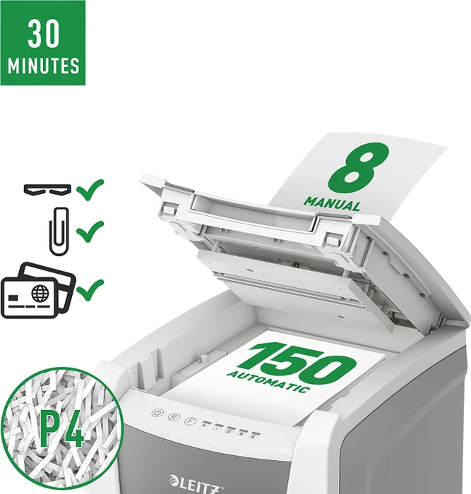 Leitz IQ Autofeed Office 150 P4, 4x30mm, weiß/grau