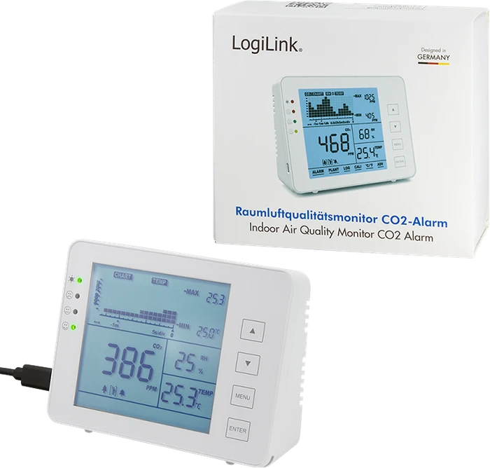 LogiLink Indoor Air Quality Monitor CO2 Alarm, CO2-Luftmessgerät
