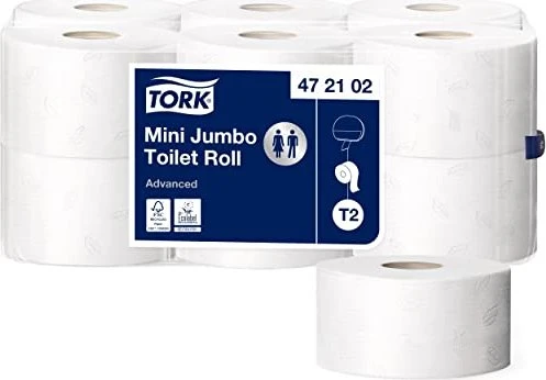 Tork Advanced Mini Jumbo Großrollen-Toilettenpapier 2-lagig weiß, 12 Rollen