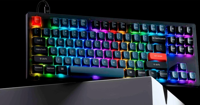 Keychron V3 TKL Knob, 80%, LEDs RGB, hot-swap, Frosted Black, Keychron K Pro BROWN, USB, DE