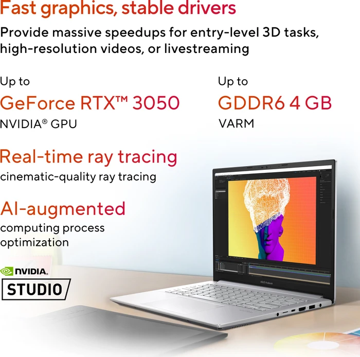 ASUS VivoBook Pro 14 OLED M6400RC-KM003W, Cool Silver, Ryzen 7 6800H, 16GB RAM, 1TB SSD, GeForce RTX 3050, DE