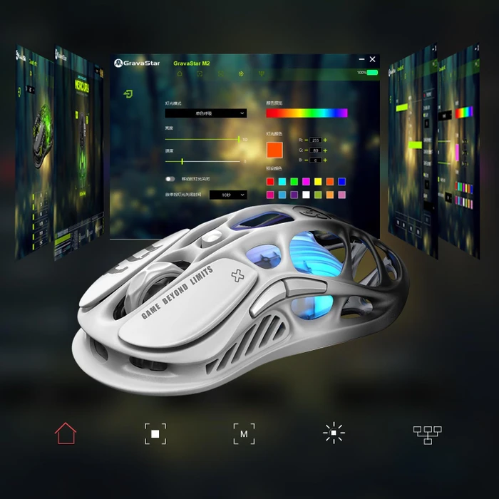 GravaStar Mercury M1 Pro Wireless Gaming Mouse, Gradient Black, USB/Bluetooth