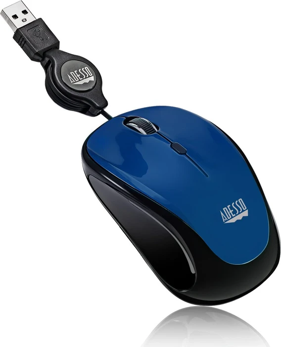 Adesso iMouse S8L Illuminated Retractable Mini Mouse blau, USB