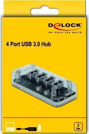 DeLOCK USB-Hub, 4x USB-A 3.0, USB 3.0 Micro-B [Buchse]