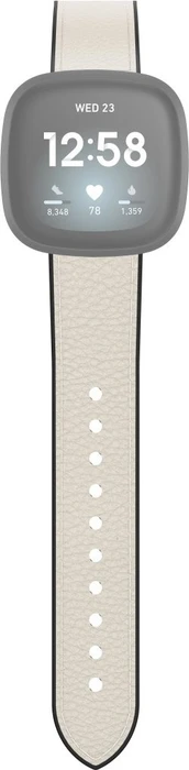 Hama Ersatzarmband Leder/Silikon 20mm für Fitbit Versa 3/Sense weiß