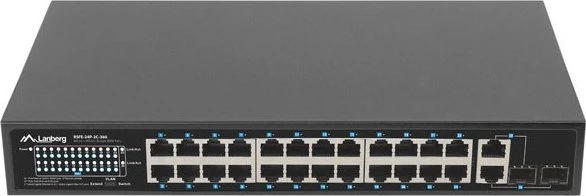 Lanberg RSFE Rackmount Switch, 24x RJ-45, 2x RJ-45/SFP, 360W PoE+