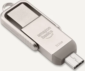 AmazonBasics Dual Thumb Drive Memory Stick 512GB Champagner-Silber, USB-A + USB-C, USB 3.2 Gen 1×1