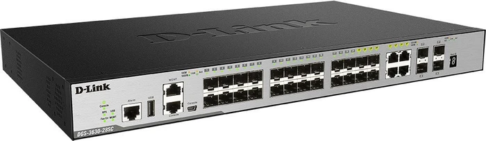 D-Link DGS-3630 Rackmount Gigabit Managed Switch, 20x SFP, 4x SFP+, 4x RJ-45/SFP