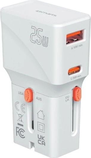 4smarts Ladegerät Weltreiseadapter Nomad Pocket 25W weiß