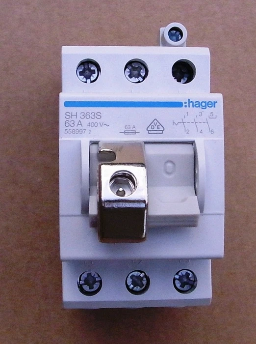 Hager Kompaktschalter 63A 3 Schließer 400V AC sperrbar 2,5PLE