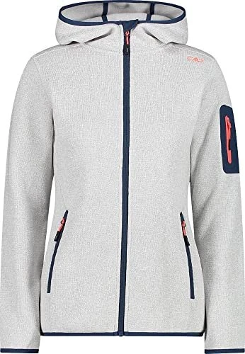 CMP Knit Tech Fleece Hoody Jacke meliert bone/red fluo (Damen)