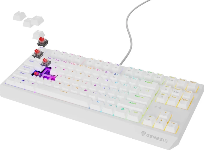 Genesis Thor 230 TKL, weiß, LEDs RGB, hot-swap, Outemu Red, USB, US