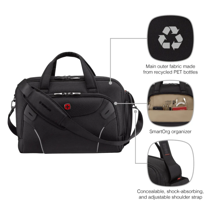 Wenger Cosmic Brief 14-16" Laptop-Aktentasche, schwarz