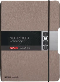 Herlitz my.book flex Notizheft, A5, kariert, Lederoptik-Wechselcover, taupe, 40 Blatt