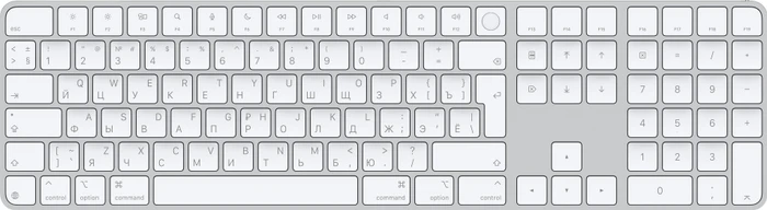 Apple Magic Keyboard mit Touch ID und Ziffernblock für Mac mit Apple Chip (USB-C), weiß/silber, USB/Bluetooth, RU (MXK73RS/A)