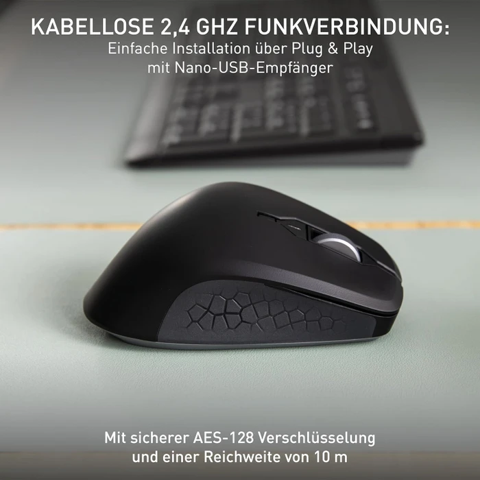 Cherry MSW Stream Mouse Comfort Wireless, schwarz, USB