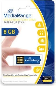 MediaRange USB Nano-Speicherstick mit Büroklammerfunktion 8GB blau, USB-A, USB 2.0